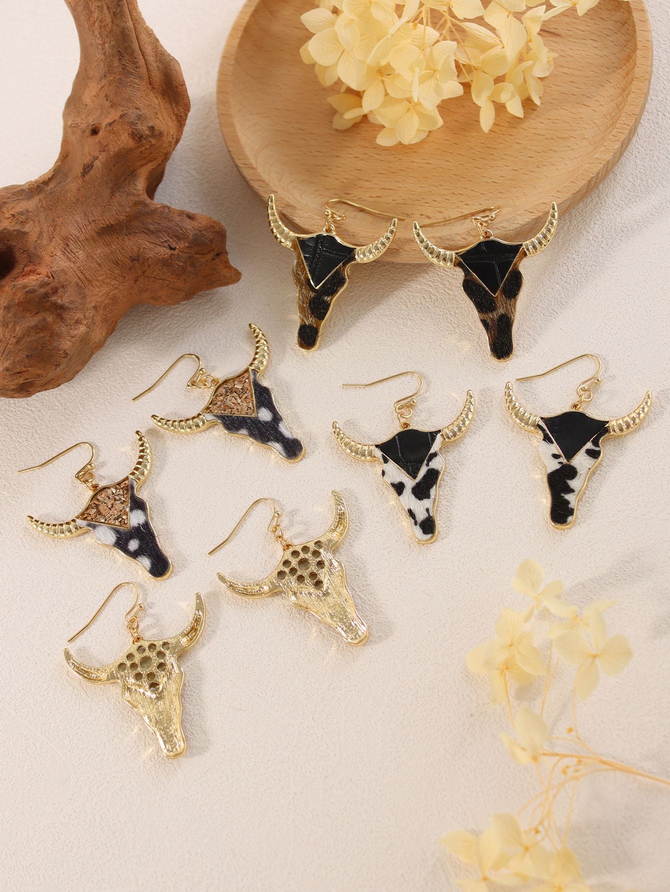Wholesale Ox Head Vintage Zinc Alloy Earrings